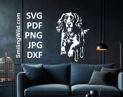 Detailed Irish Setter hunting dog vector graphic, ideal for laser engraving, Cricut, and Silhouette use