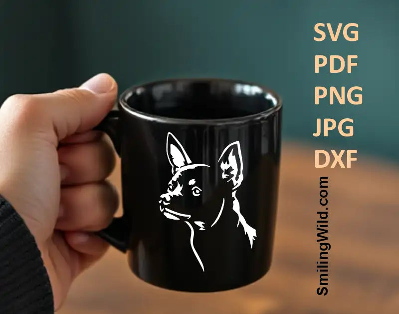 PNG portrait of Russian Toy Terrier for Cricut and silhouette crafting