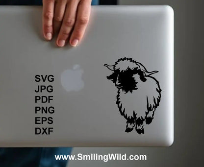 a laptop design of a Rustic Valais Blacknose ram black vector graphic for DIY crafts and logos
