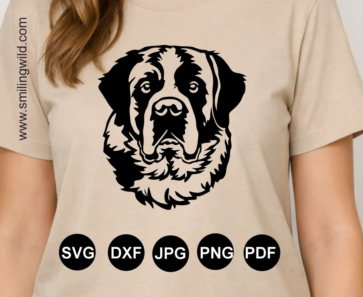 Saint Bernard face detailed drawing in SVG and png for high-resolution laser nd Cricut cutting