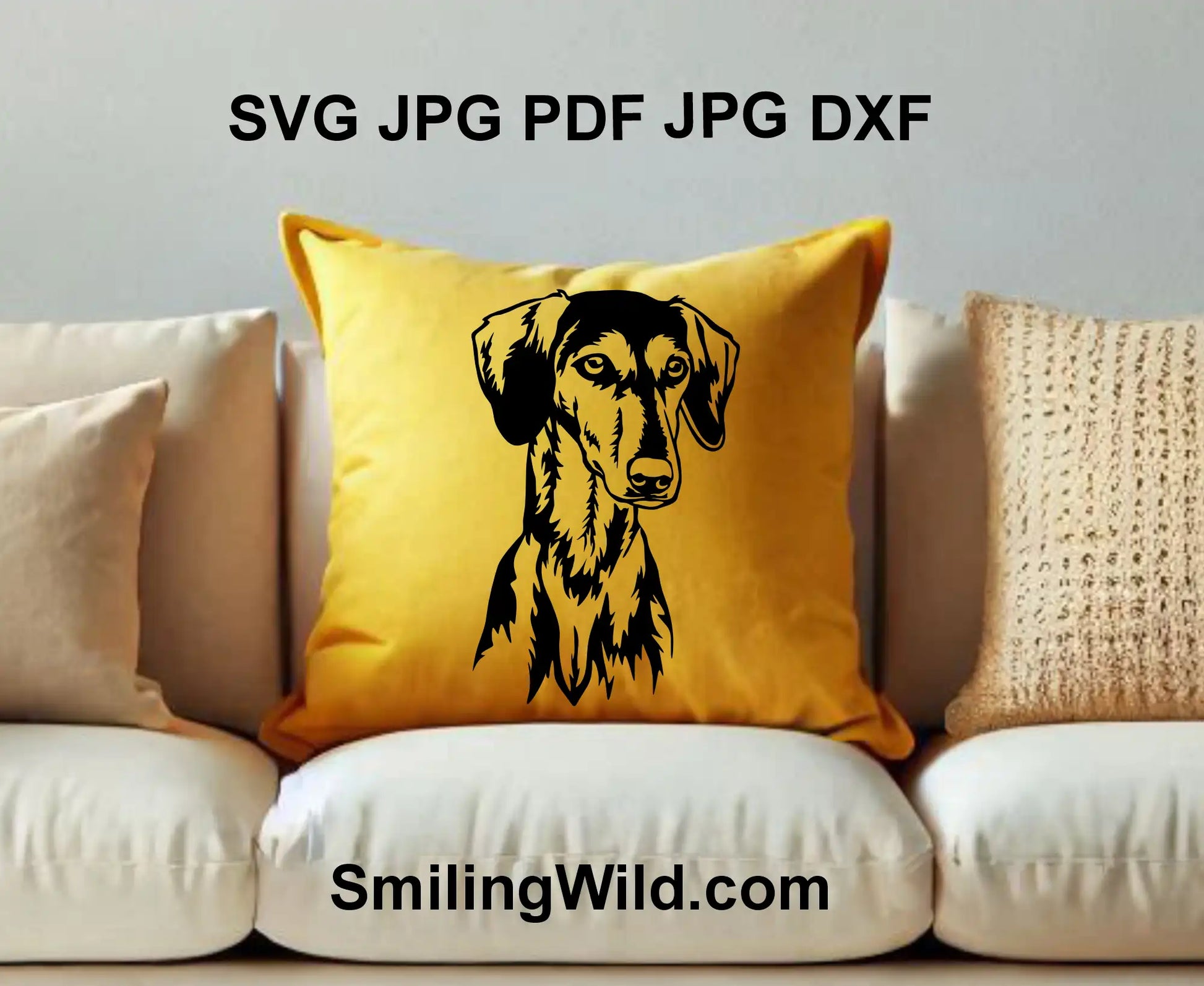 DXF Saluki dog face clipart design for laser cutting projects and engraved pet signs