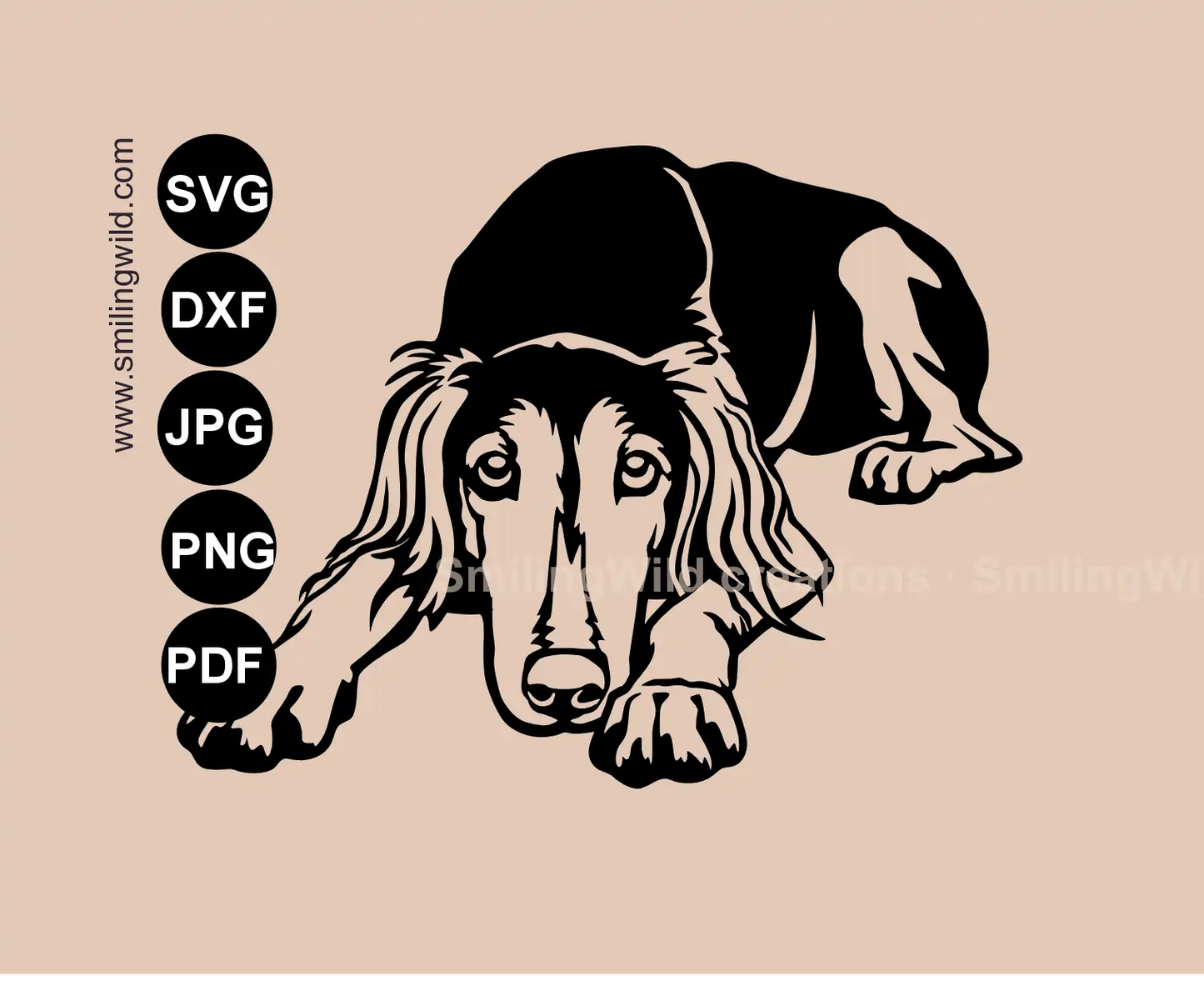 Saluki SVG Clipart and vector art showing a single-piece cut file for metal decor