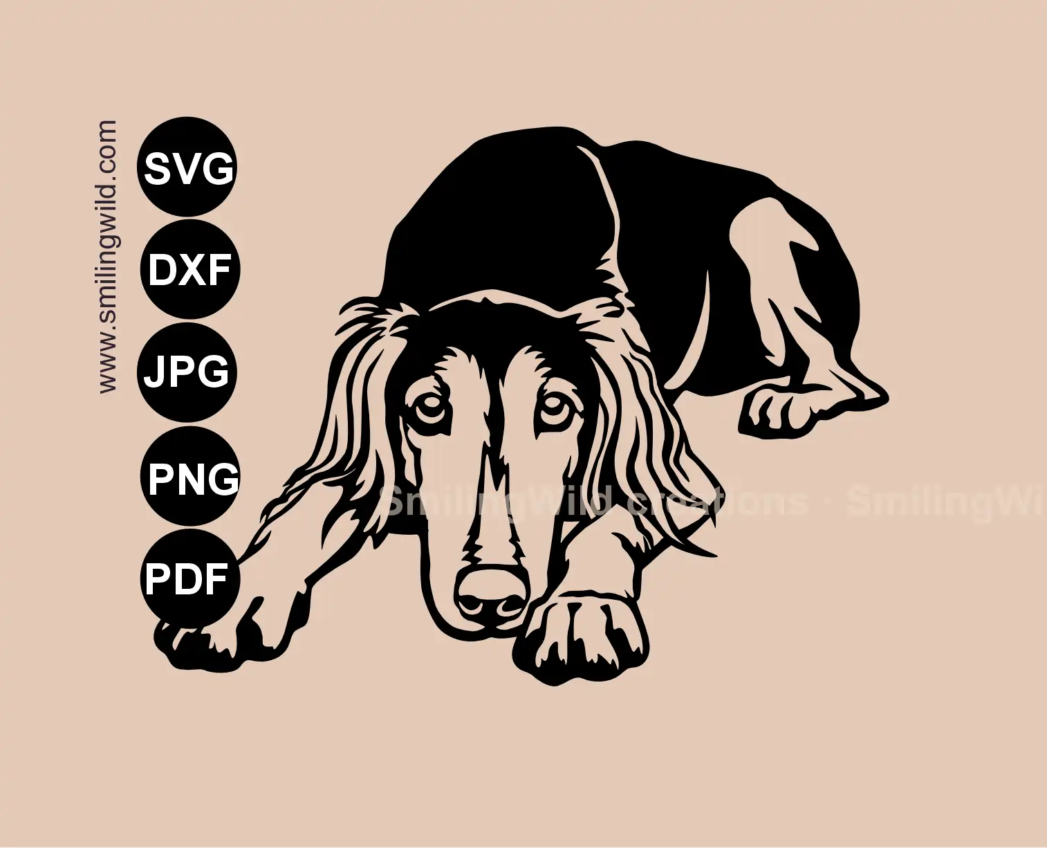 Saluki SVG Clipart and vector art showing a single-piece cut file for metal decor