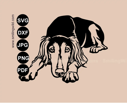 Saluki SVG Clipart and vector art showing a single-piece cut file for metal decor
