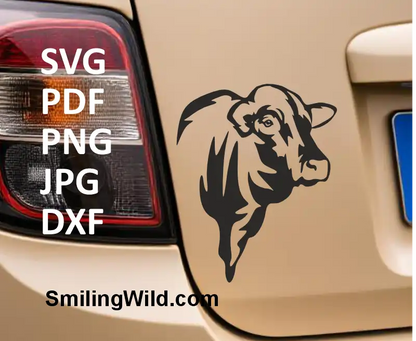 A car sticker of Santa Gertrudis bull svg and DXF file – beef cattle face for laser cutting machines