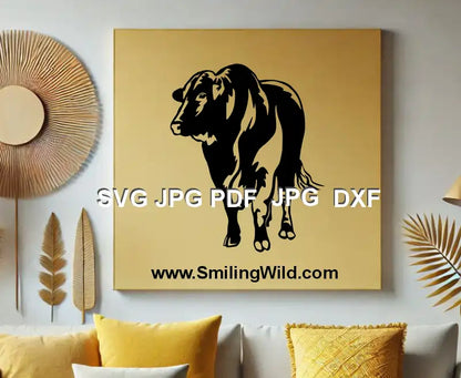 Santa Gertrudis Cattle Bull SVG, PNG, DXF black clipart, standing pose mockup for wall art canvas, Cricut, laser cutting, farm animal rustic crafts