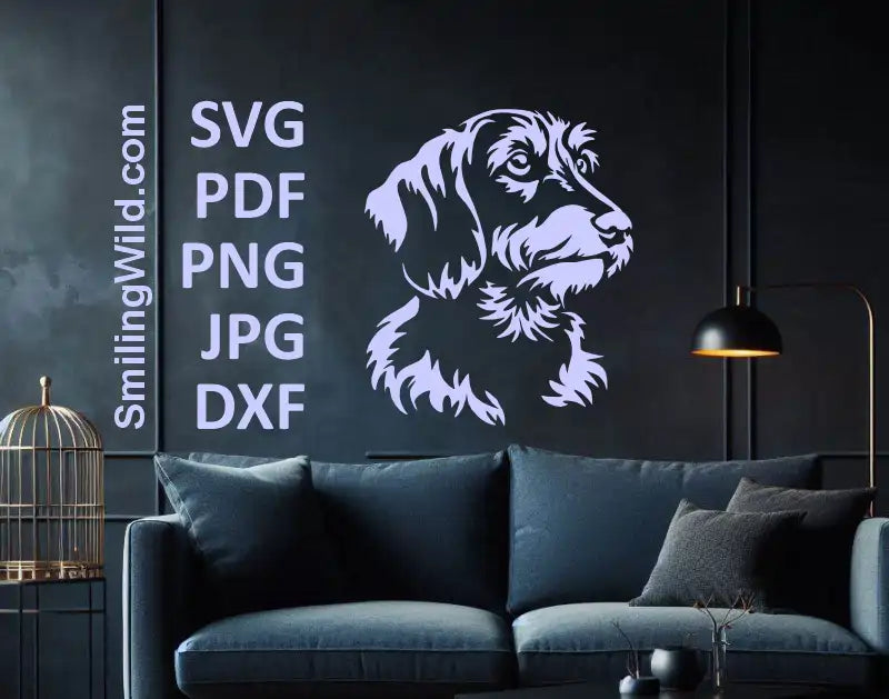 Sausage dog wirehaired Dachshund SVG PNG DXF for personalized gifts and engraving projects