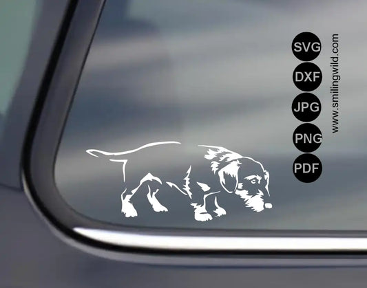 Wirehaired Dachshund tracking dog png cut file for white vinyl stickers and hunting gear