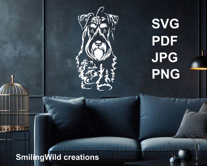 medium schnauzer dog vector clip art design  - a craft idea for dog wall art decors