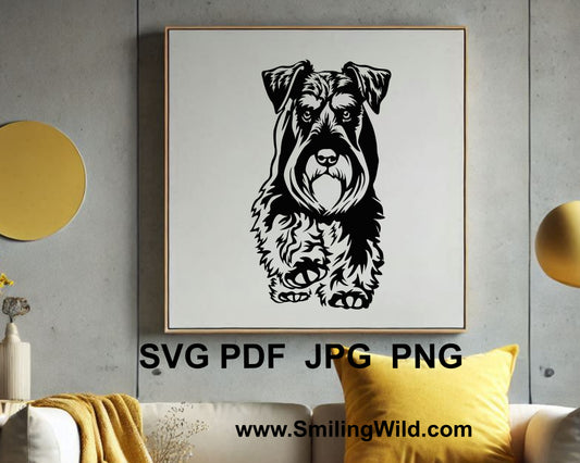 medium schnauzer dog vector clip art design  - a craft idea for dog wall art decors