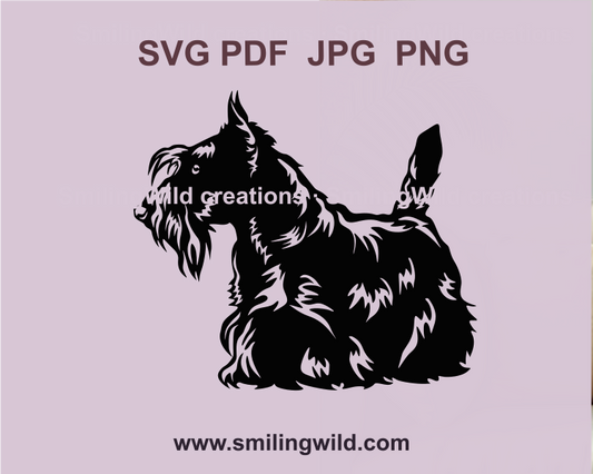 Scottie SVG file featuring a realistic black dog design of the Scottish Terrier, perfect for Cricut and laser cutting projects