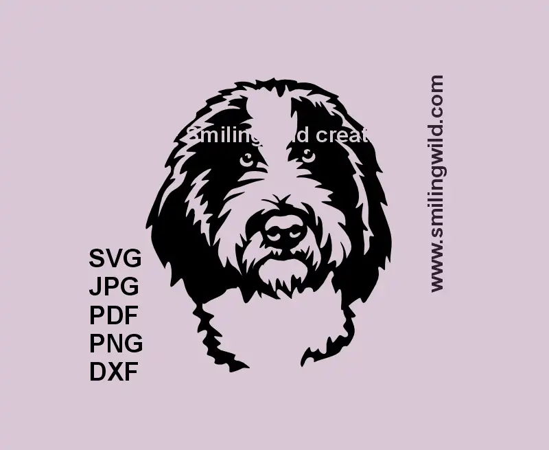 Sheepadoodle Dog Face SVG, DXF, PNG clipart preview for DIY Cricut crafts and laser cutting