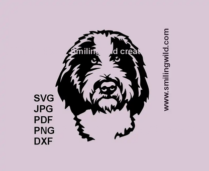 Sheepadoodle Dog Face SVG, DXF, PNG clipart preview for DIY Cricut crafts and laser cutting