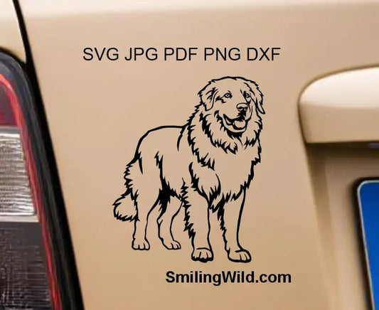 Example application of the Maremma Sheepdog SVG and dxf Clipart - Dog Full Body Vector File demonstrating suitability for cutting vinyl files, engraving and etching machines.