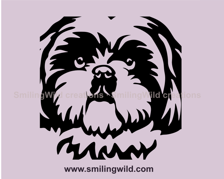 shih tzu clip art design in black graphic creatin
