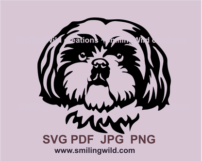 shih tzu face in cuttable svg dog art