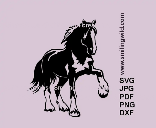 Shire Horse black SVG, PNG, DXF – draft horse vector clipart for Cricut and laser cutting machines