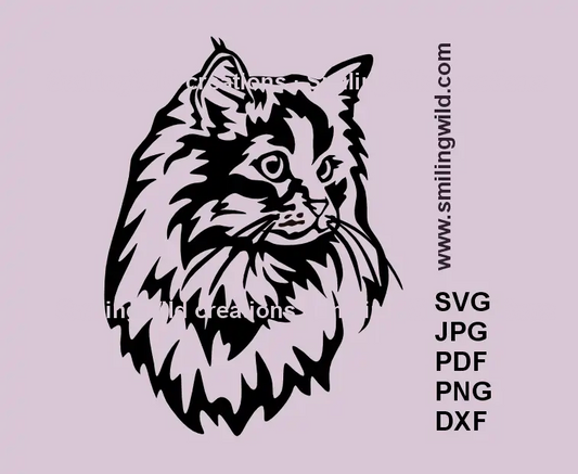 Siberian cat SVG portrait vector clipart for Cricut and laser engraving