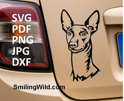 Digital clipart of Sicilian hound dog head outlines designe for DXF engraving and vector cutting machines