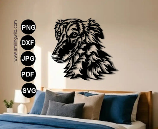 Silken Windsprite portrait dxf art presenting how this single piece cut file looks as metal wall art decor tempalte