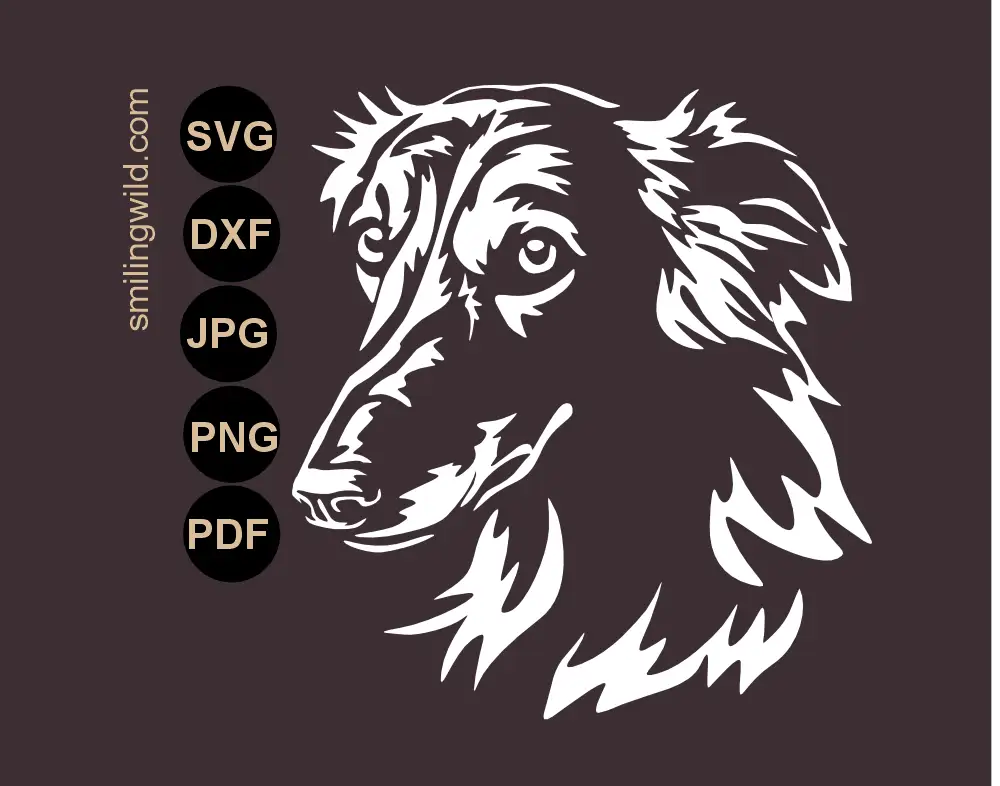 A white multidetail vector graphic 45 degree angle portrait of a silken windsprite SVG cut file head