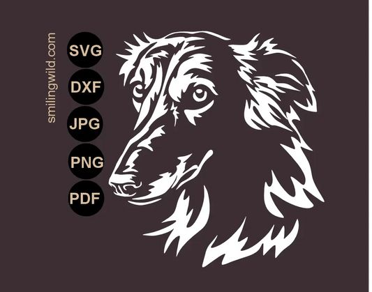 A white multidetail vector graphic 45 degree angle portrait of a silken windsprite SVG cut file head