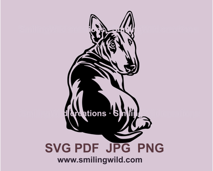 Sitzender Bullterrier SVG Grafikporträt