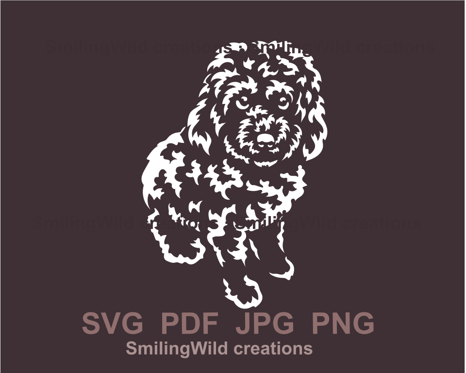 sitting cavapoo white svg cuttable  image sample