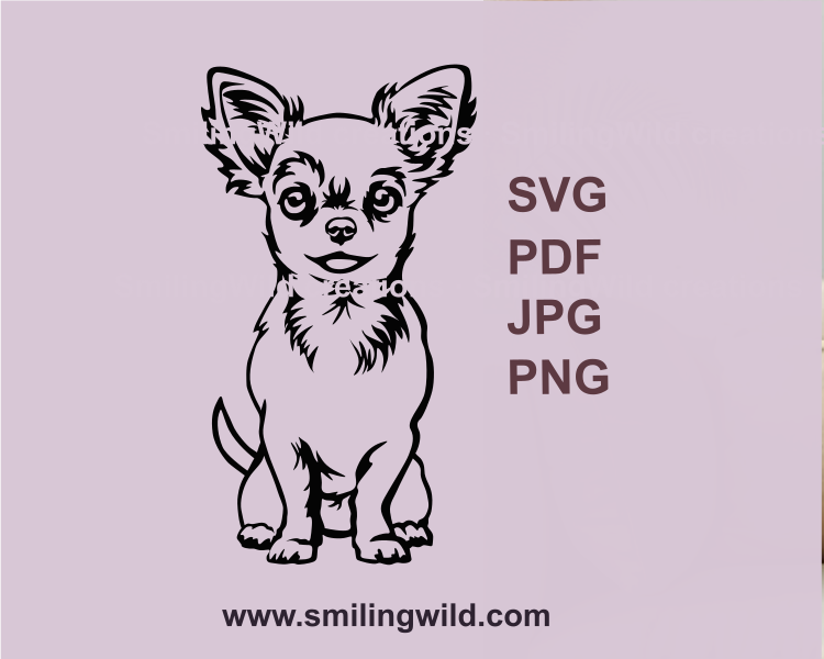 sitting chihuahua svg clip art is a unique pet portrait in a graphic design