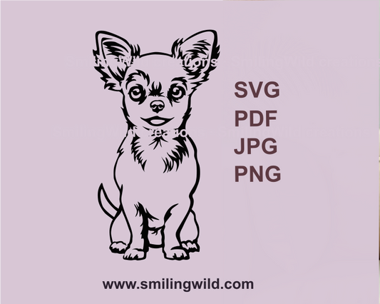 sitting chihuahua svg clip art is a unique pet portrait in a graphic design