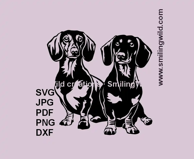 Dachshund pair Clipart SVG, PNG & DXF – Dog Vector file for Cutting & engraving