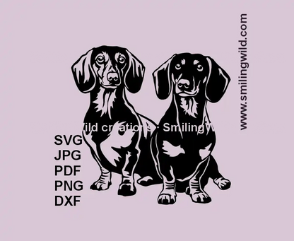 Dachshund pair Clipart SVG, PNG & DXF – Dog Vector file for Cutting & engraving