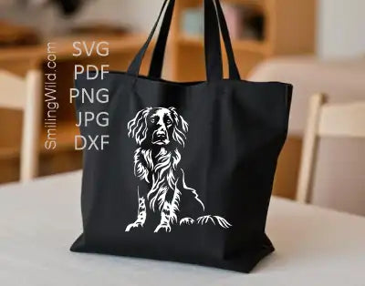 Sitting gun dog Small Munsterlander SVG DXF white vector design for engraving and cutting