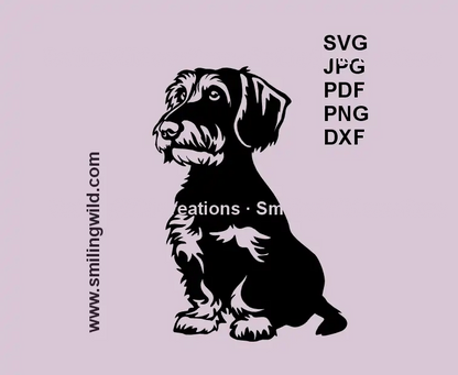 Sitting Wirehaired Dachshund SVG – realistic Dackel clipart for Cricut and Silhouette