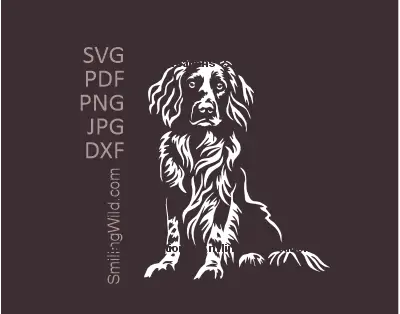 White Small Munsterlander sitting dog SVG PNG DXF vector graphic for Cricut and laser cutting