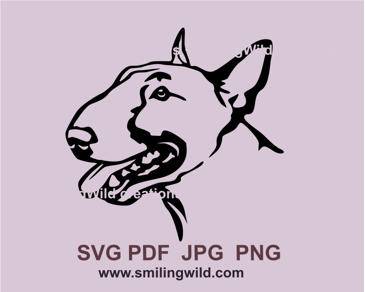 smilng bull terrier svg clip art image in graphic style