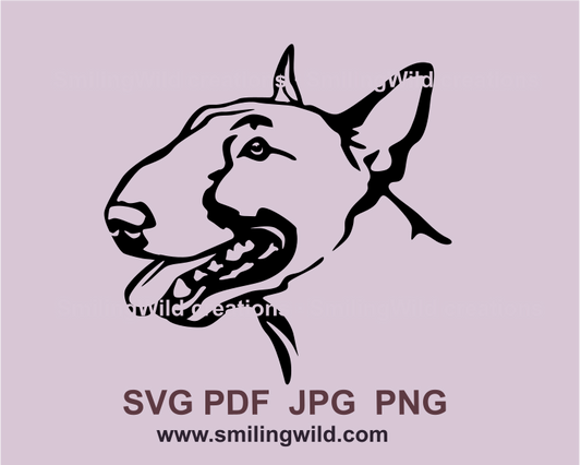 smilng bull terrier svg clip art image in graphic style