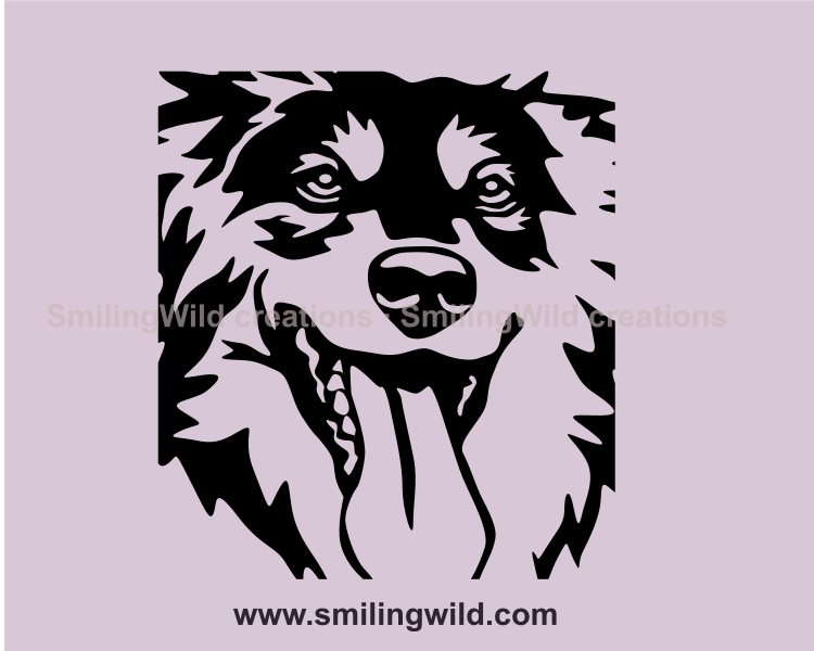 smiling English shepherd clipart close up image