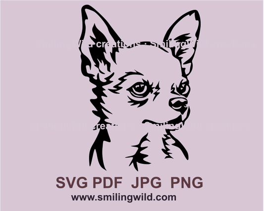 Smiling chihuahua face in digital style