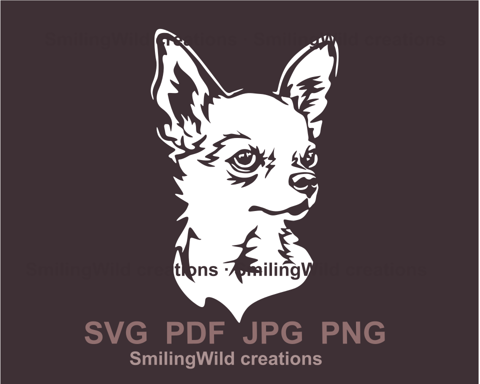 smooth chihuahua face white svg design image