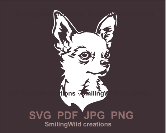 smooth chihuahua face white svg design image