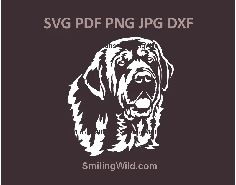 Spanish Mastiff white SVG, png, dxf – realistic dog vector clipart for Cricut and laser cutting projects