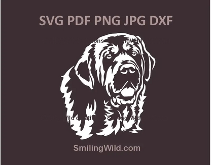 Spanish Mastiff white SVG, png, dxf – realistic dog vector clipart for Cricut and laser cutting projects
