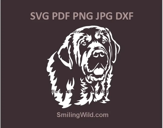 Spanish Mastiff white SVG, png, dxf – realistic dog vector clipart for Cricut and laser cutting projects
