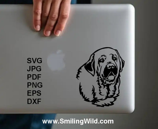 A cuttable laptop cover design of a spanish mastiff vg, png and dxf clipart graphic design