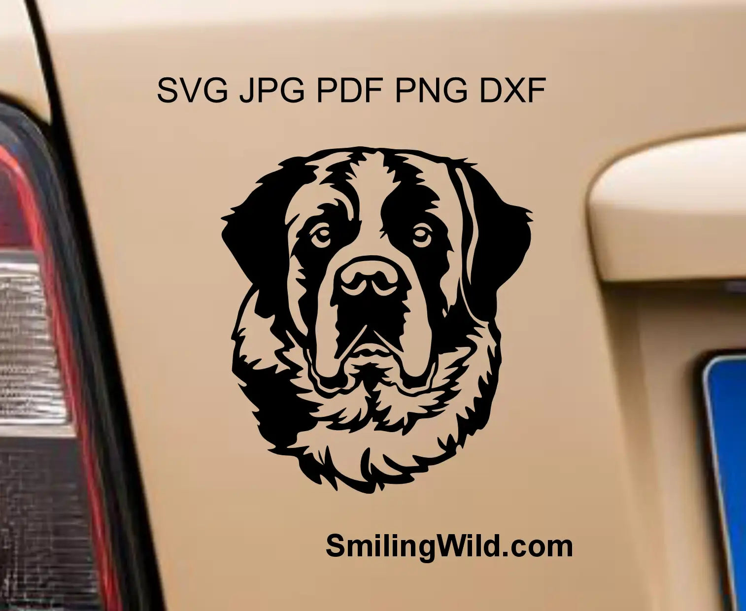 St. Bernard dog face dxf vector art optimized for clean vinyl weeding and precision Cricut projects.