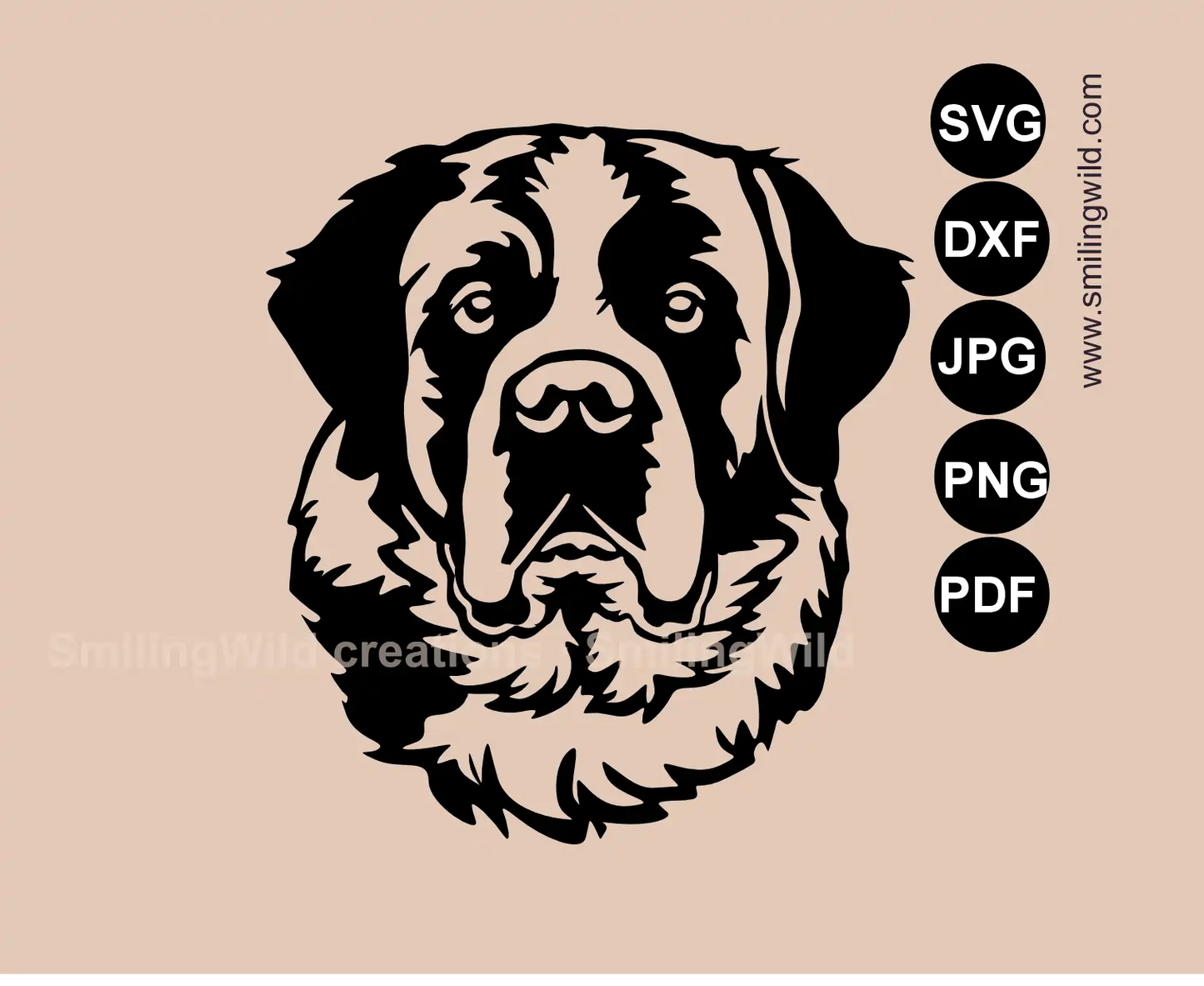 St. Bernard Face SVG vector art presenting a dog high-fidelity artisan illustration for professional cutting and engraving.