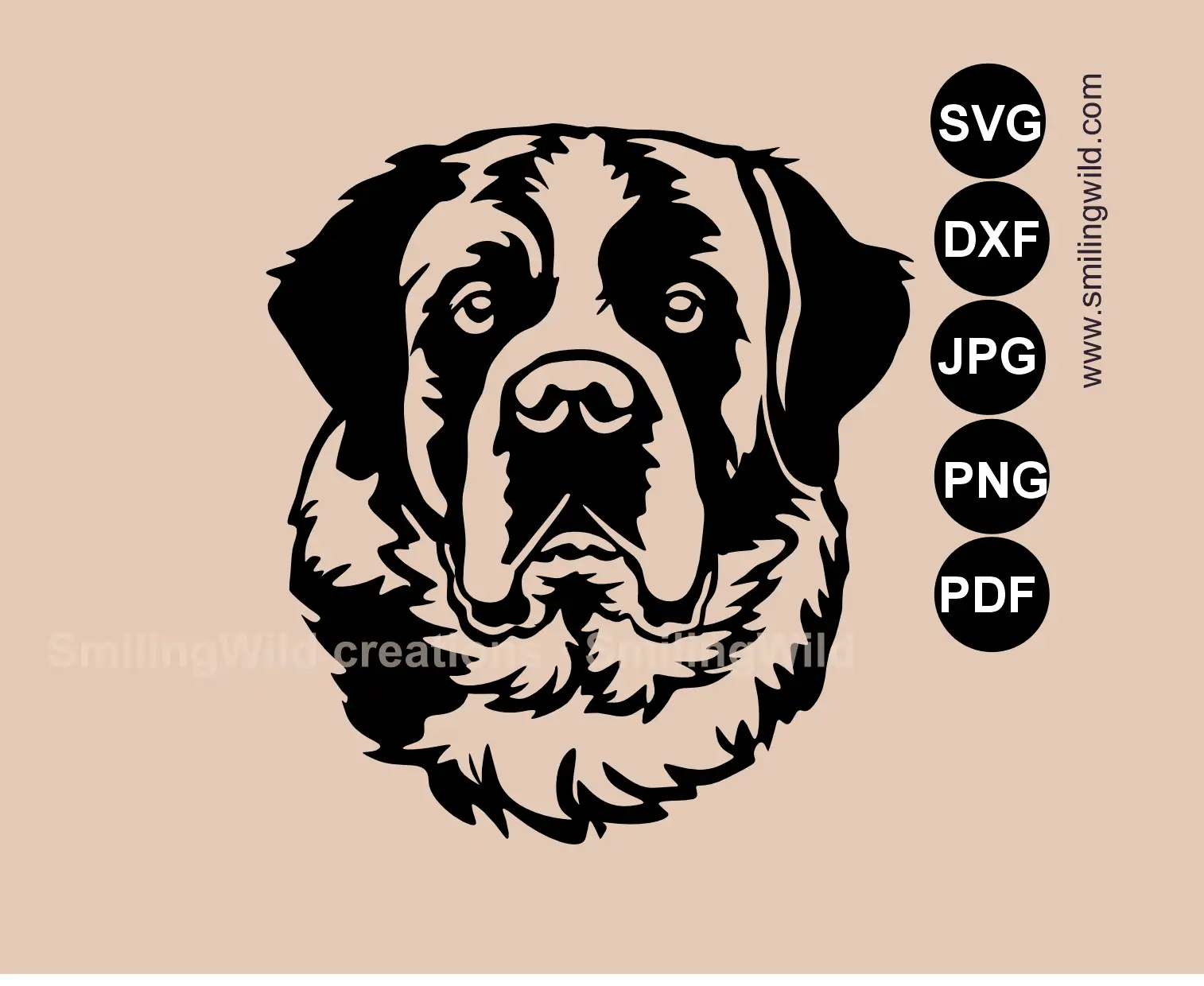 St. Bernard Face SVG vector art presenting a dog high-fidelity artisan illustration for professional cutting and engraving.