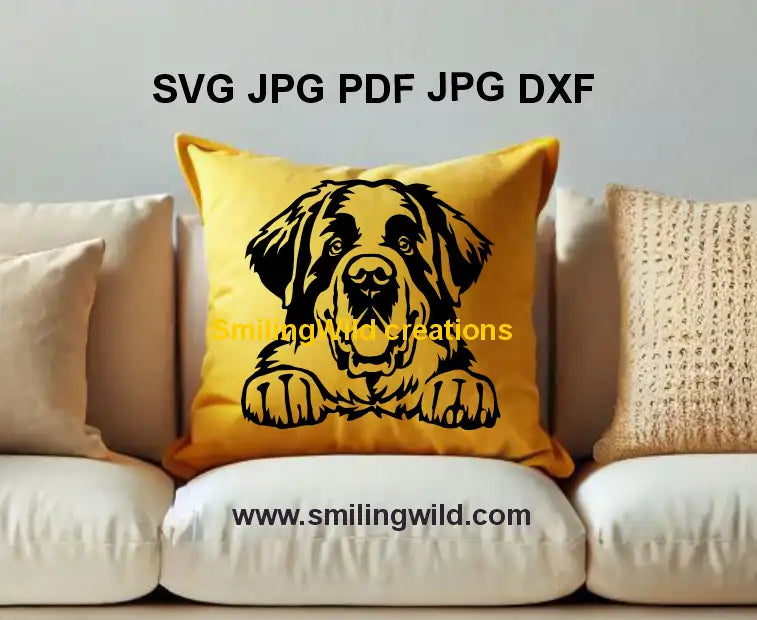 Realistic peeking Saint Bernard Vector dxf Clipart for Cricut and Crafting