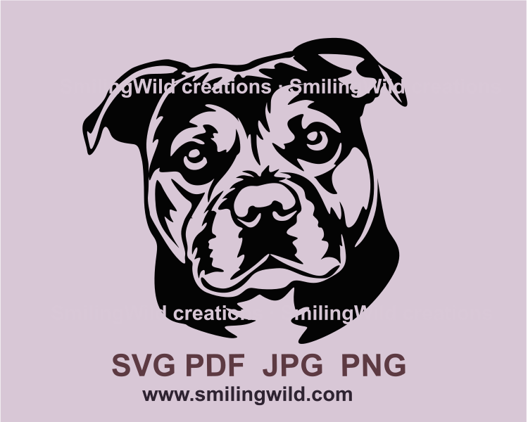 Staffordshire terrier portrait in black vector graphic